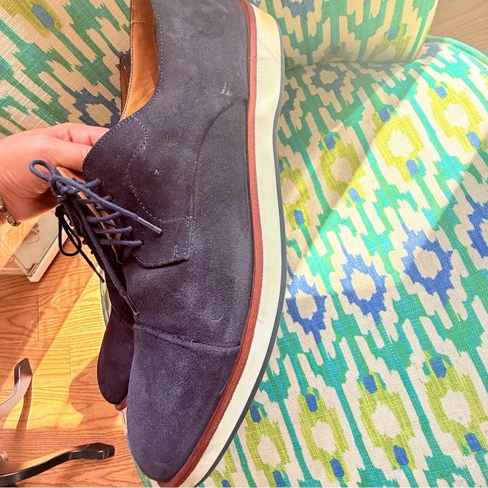 Hugo Boss Dark Blue Suede Oxfords